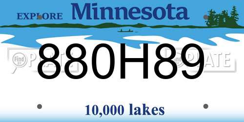 880H89 Minnesota License Plate