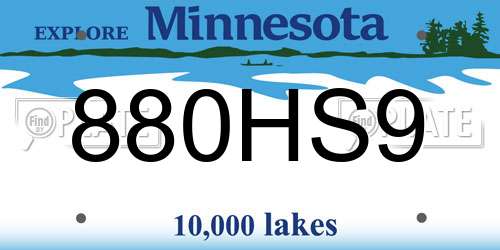 880HS9 Minnesota License Plate