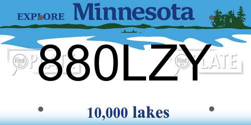 880LZY Minnesota License Plate