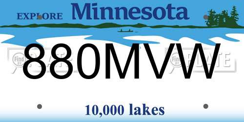 880MVW Minnesota License Plate