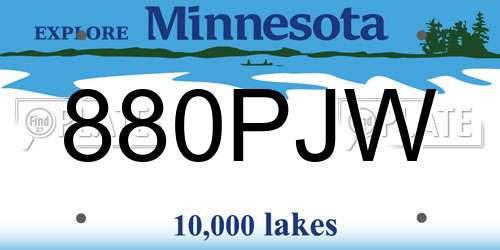 880PJW Minnesota License Plate