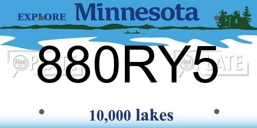 880RY5 Minnesota License Plate