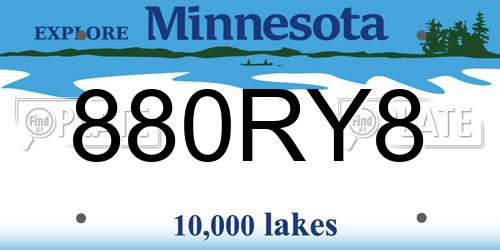 880RY8 Minnesota License Plate