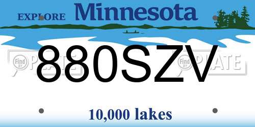 880SZV Minnesota License Plate