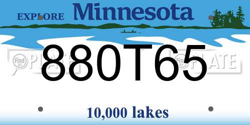 880T65 Minnesota License Plate