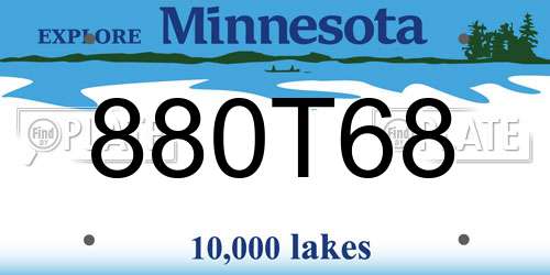 880T68 Minnesota License Plate