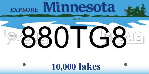 880TG8 Minnesota License Plate