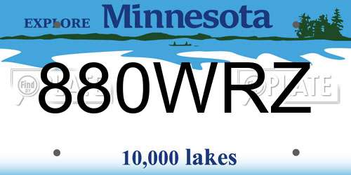 880WRZ Minnesota License Plate