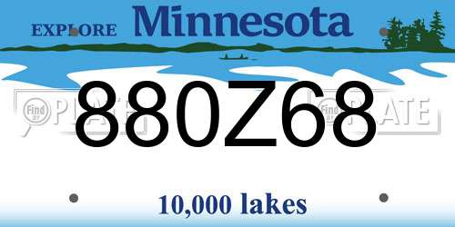 880Z68 Minnesota License Plate