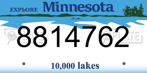 8814762 Minnesota License Plate