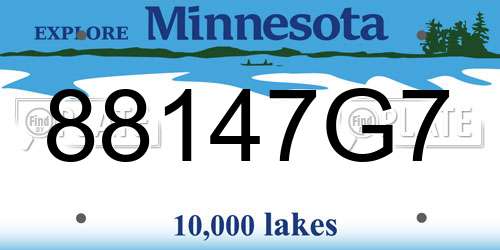 88147G7 Minnesota License Plate
