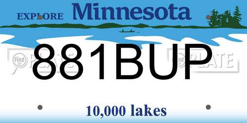 881BUP Minnesota License Plate