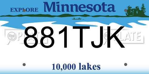 881TJK Minnesota License Plate