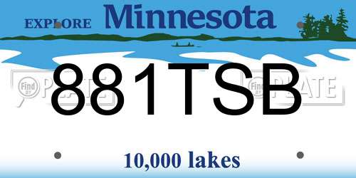 881TSB Minnesota License Plate