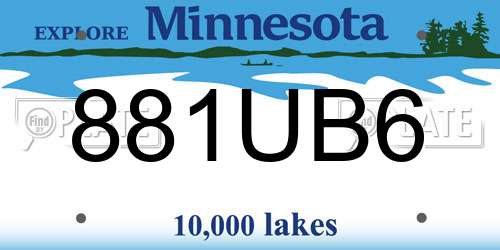 881UB6 Minnesota License Plate