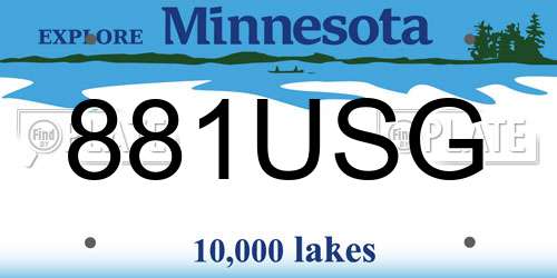 881USG Minnesota License Plate