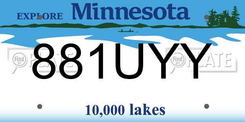 881UYY Minnesota License Plate