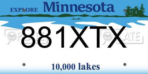 881XTX Minnesota License Plate