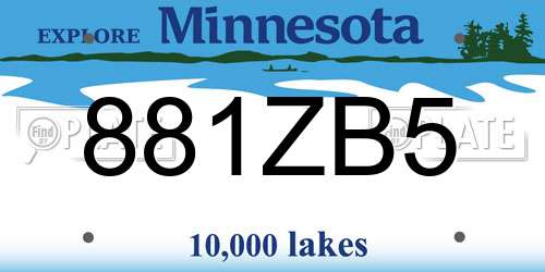 881ZB5 Minnesota License Plate