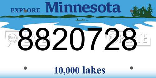 8820728 Minnesota License Plate
