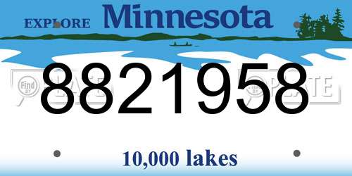 8821958 Minnesota License Plate