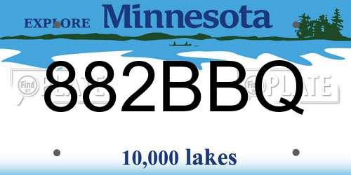 882BBQ Minnesota License Plate