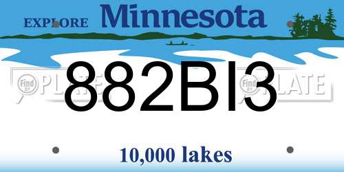882BI3 Minnesota License Plate