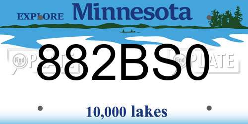 882BS0 Minnesota License Plate
