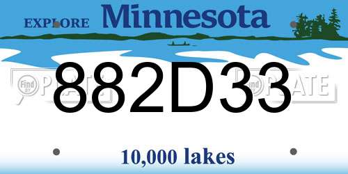 882D33 Minnesota License Plate
