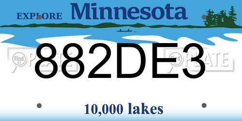 882DE3 Minnesota License Plate