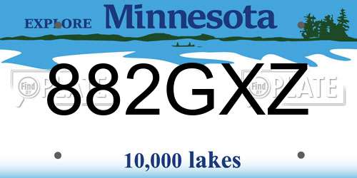 882GXZ Minnesota License Plate