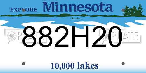 882H20 Minnesota License Plate