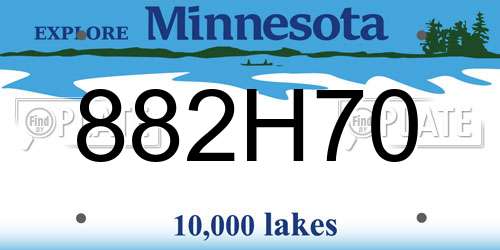 882H70 Minnesota License Plate