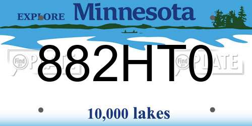 882HT0 Minnesota License Plate
