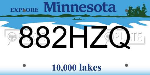 882HZQ Minnesota License Plate