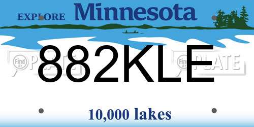 882KLE Minnesota License Plate