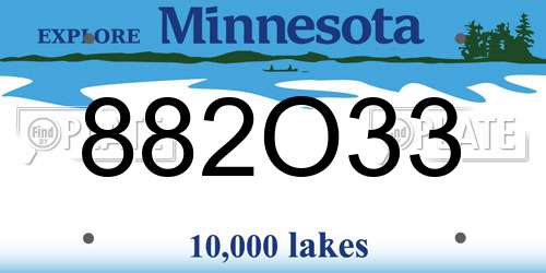 882O33 Minnesota License Plate
