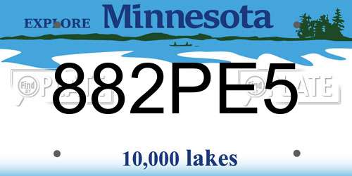 882PE5 Minnesota License Plate