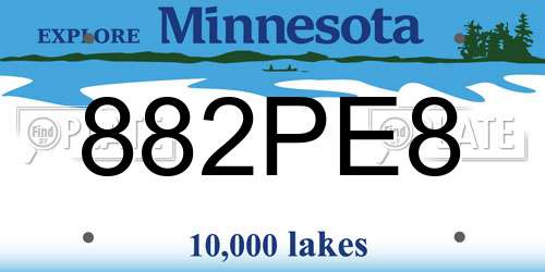 882PE8 Minnesota License Plate