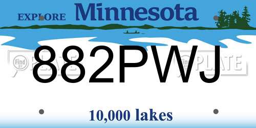 882PWJ Minnesota License Plate