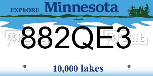 882QE3 Minnesota License Plate