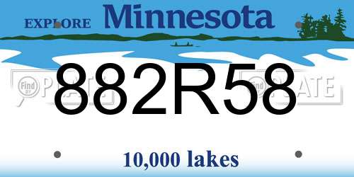 882R58 Minnesota License Plate