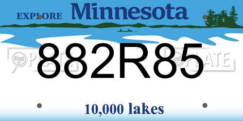 882R85 Minnesota License Plate