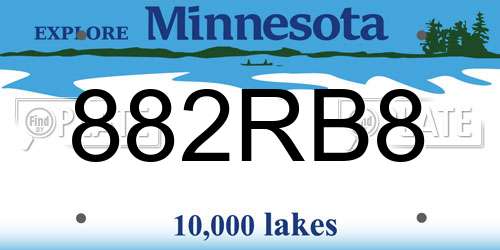 882RB8 Minnesota License Plate