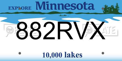 882RVX Minnesota License Plate