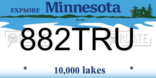 882TRU Minnesota License Plate
