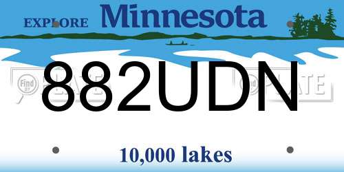882UDN Minnesota License Plate