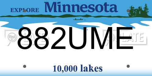 882UME Minnesota License Plate