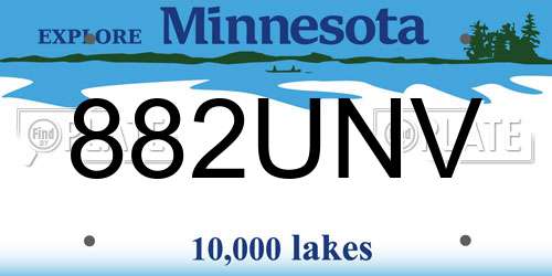 882UNV Minnesota License Plate