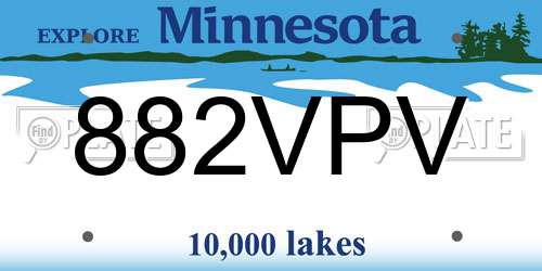 882VPV Minnesota License Plate